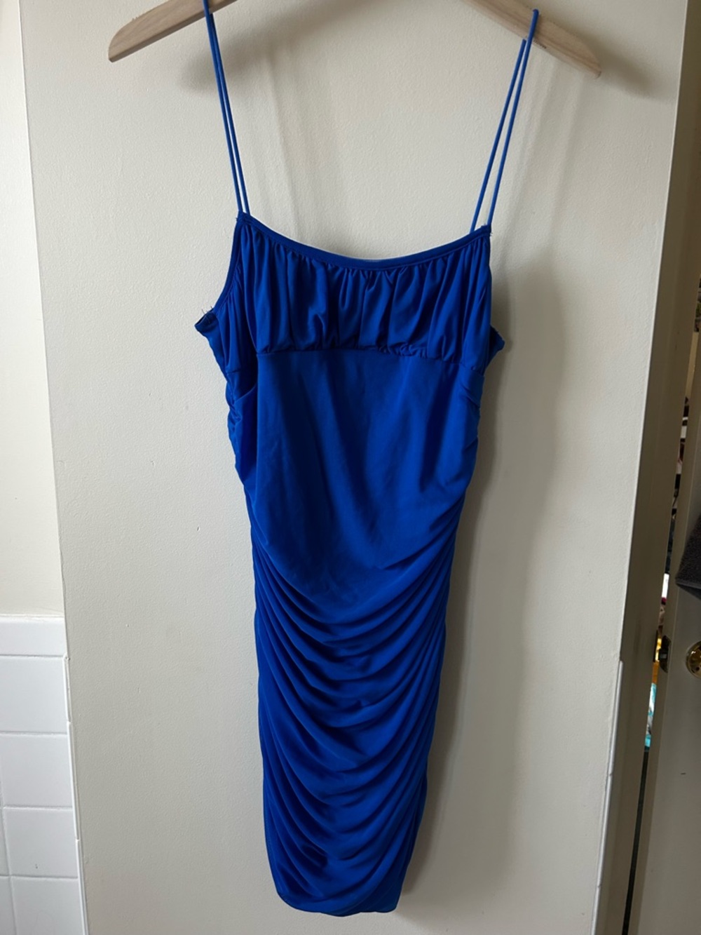 Women’s Blue Ruched Slip Dress